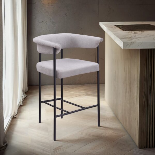 Malin Linen Textured Fabric Upholstered Counter Stool