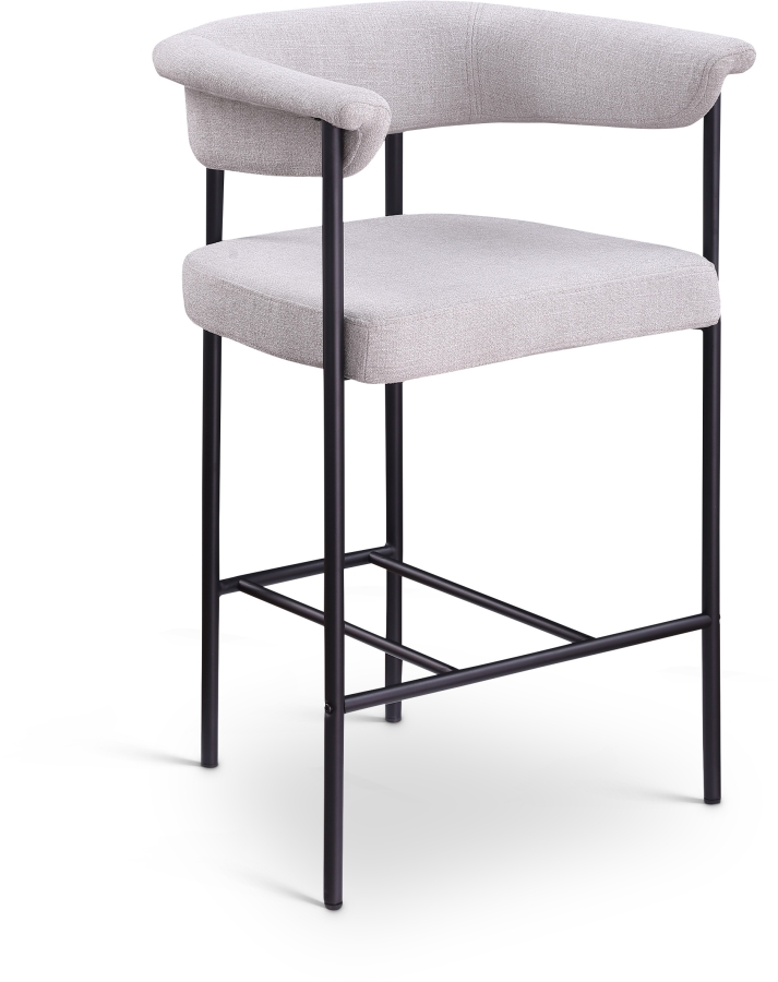 Malin Linen Textured Fabric Upholstered Counter Stool