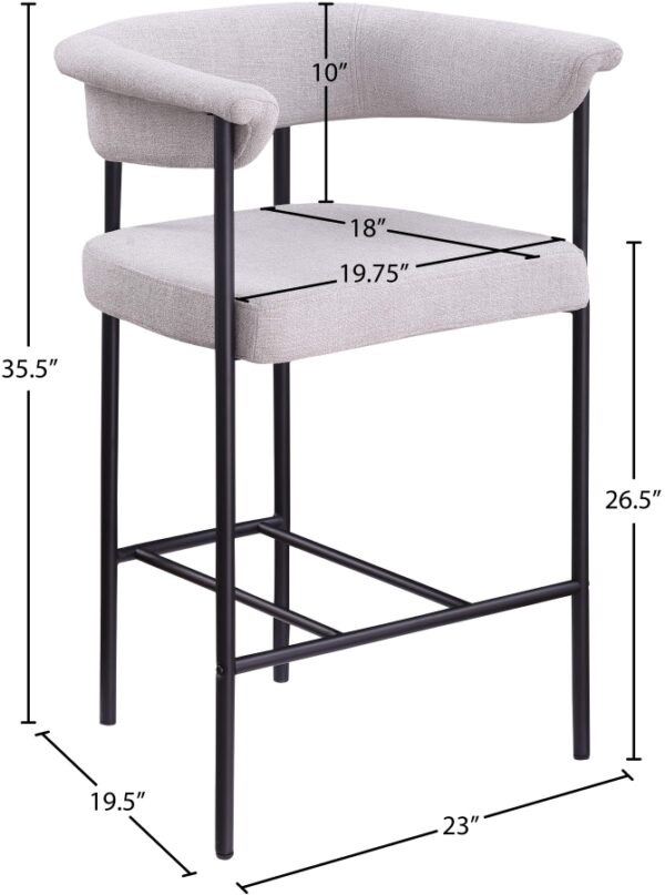 Malin Linen Textured Fabric Upholstered Counter Stool