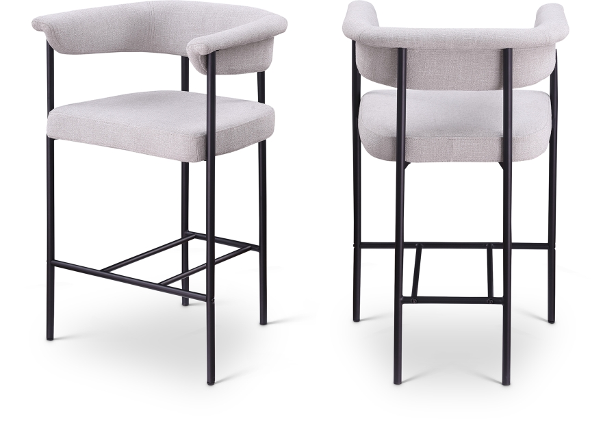 Malin Linen Textured Fabric Upholstered Counter Stool