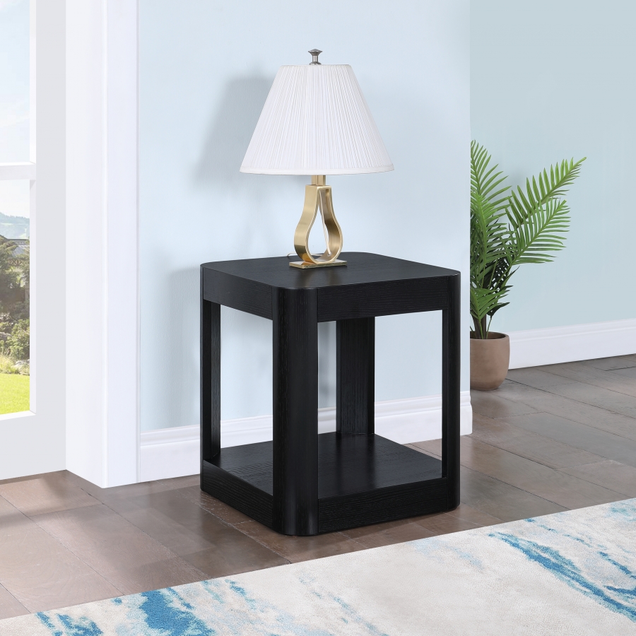 Reeves Solid Wood And Burl Veneer End / Side Table