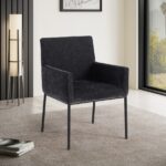 Reeves Chenille Fabric Upholstered Dining Arm Chair
