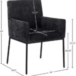 Reeves Chenille Fabric Upholstered Dining Arm Chair