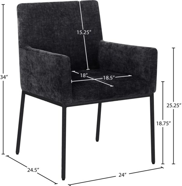 Reeves Chenille Fabric Upholstered Dining Arm Chair