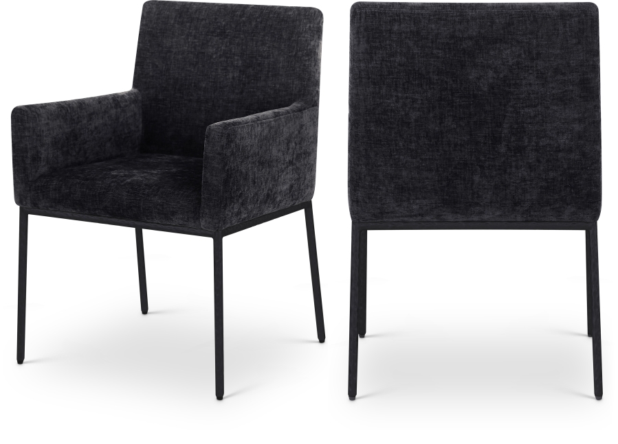 Reeves Chenille Fabric Upholstered Dining Arm Chair