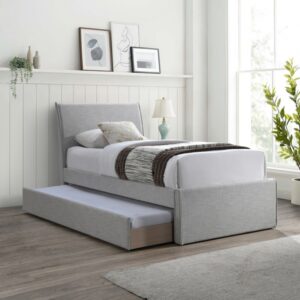 Myles Linen Textured Fabric Upholstered Twin Trundle Bed