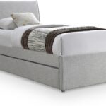 Myles Linen Textured Fabric Upholstered Twin Trundle Bed