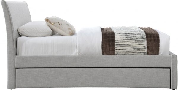 Myles Linen Textured Fabric Upholstered Twin Trundle Bed