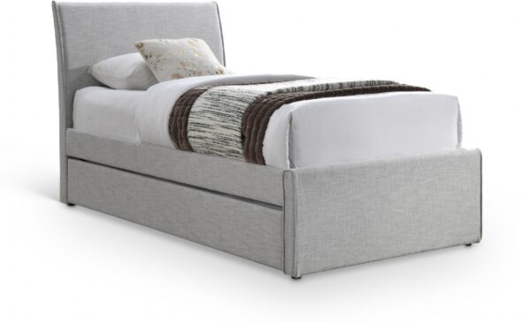 Myles Linen Textured Fabric Upholstered Twin Trundle Bed