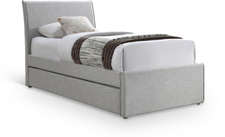 Myles Linen Textured Fabric Upholstered Twin Trundle Bed