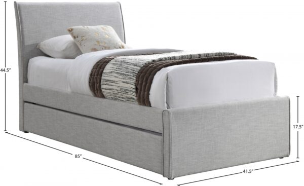 Myles Linen Textured Fabric Upholstered Twin Trundle Bed