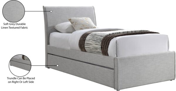 Myles Linen Textured Fabric Upholstered Twin Trundle Bed