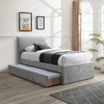 Myles Chenille Fabric Upholstered Twin Trundle Bed