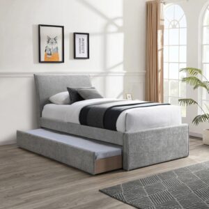 Myles Chenille Fabric Upholstered Twin Trundle Bed