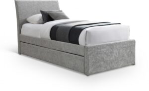 Myles Chenille Fabric Upholstered Twin Trundle Bed