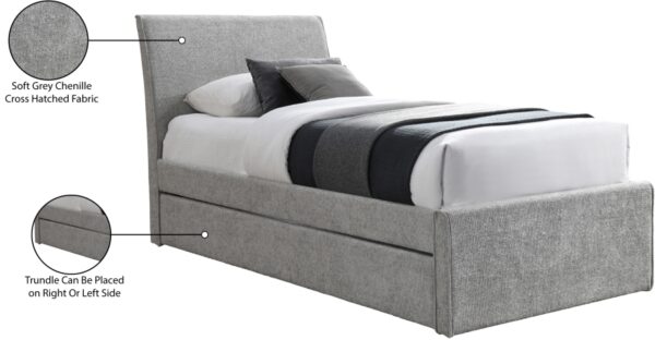 Myles Chenille Fabric Upholstered Twin Trundle Bed