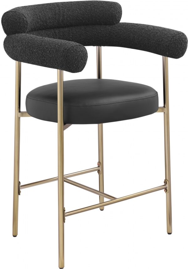 Blake Vegan Leather And Boucle Fabric Upholstered Counter Stool
