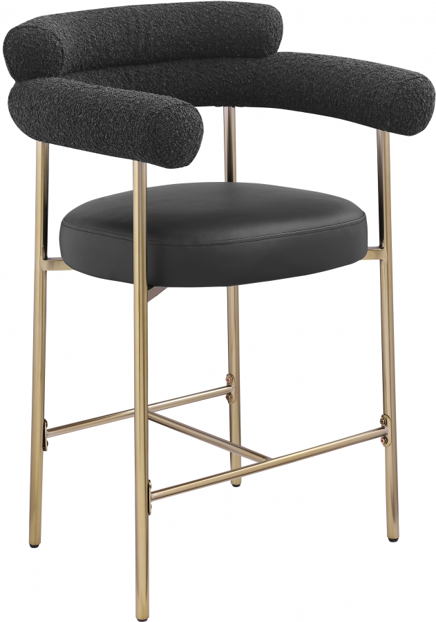 Blake Vegan Leather And Boucle Fabric Upholstered Counter Stool