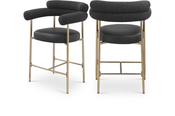 Blake Vegan Leather And Boucle Fabric Upholstered Counter Stool