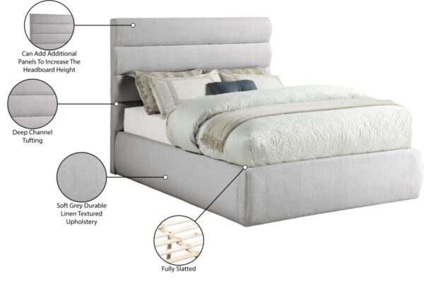 Adam Linen Textured Fabric Upholstered Bed