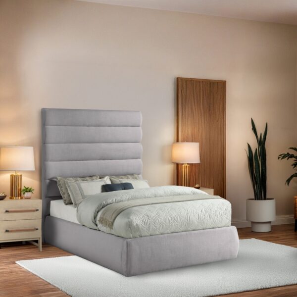 Adam Linen Textured Fabric Upholstered Bed