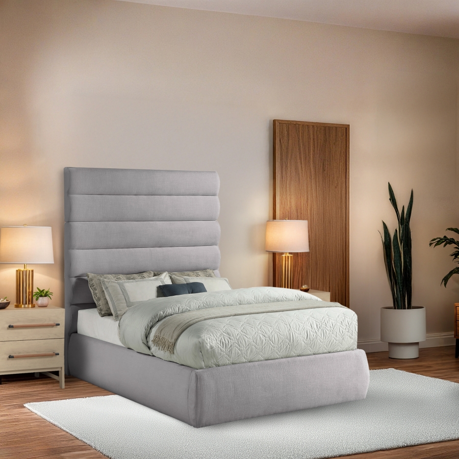 Adam Linen Textured Fabric Upholstered Bed