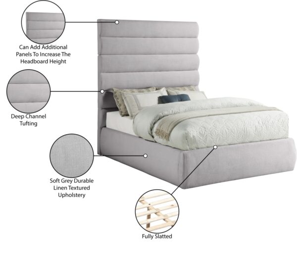 Adam Linen Textured Fabric Upholstered Bed