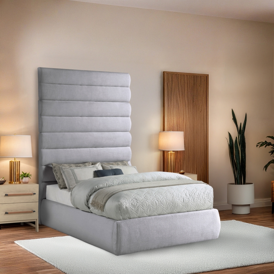 Adam Linen Textured Fabric Upholstered Bed