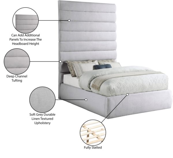 Adam Linen Textured Fabric Upholstered Bed