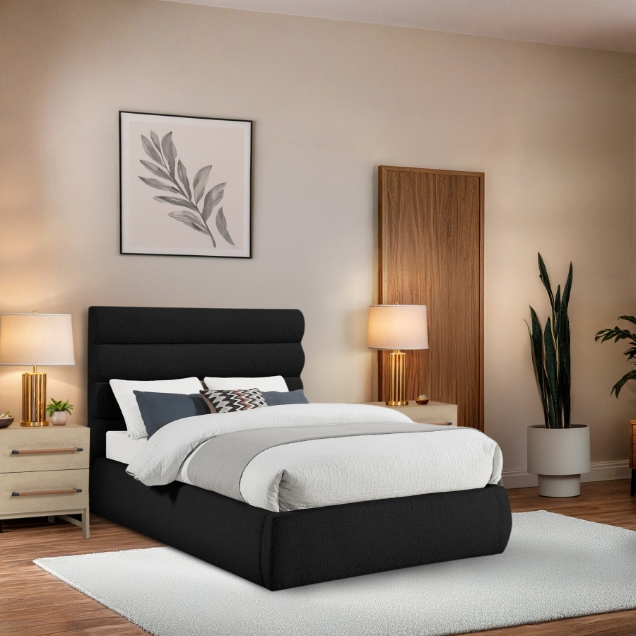 Adam Boucle Fabric Upholstered Bed