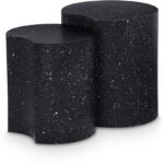 Dimple Terrazzo Pattern Iron Nesting 2pc. Modular End / Side Table