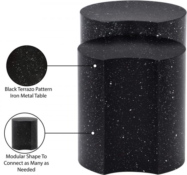 Dimple Terrazzo Pattern Iron Nesting 2pc. Modular End / Side Table