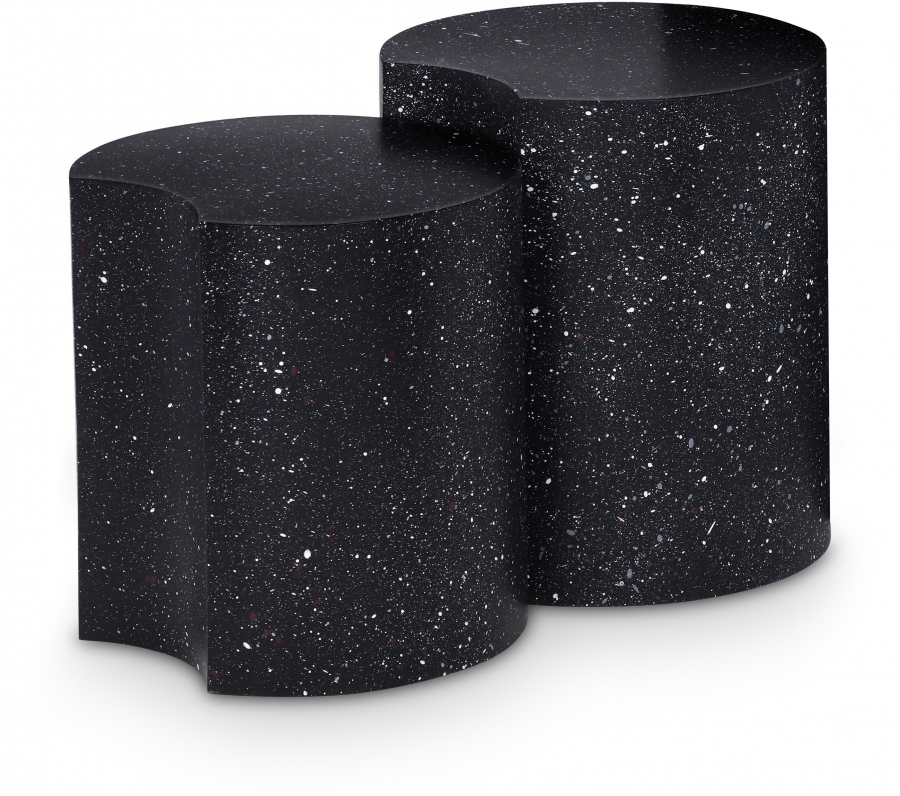 Dimple Terrazzo Pattern Iron Nesting 2pc. Modular End / Side Table