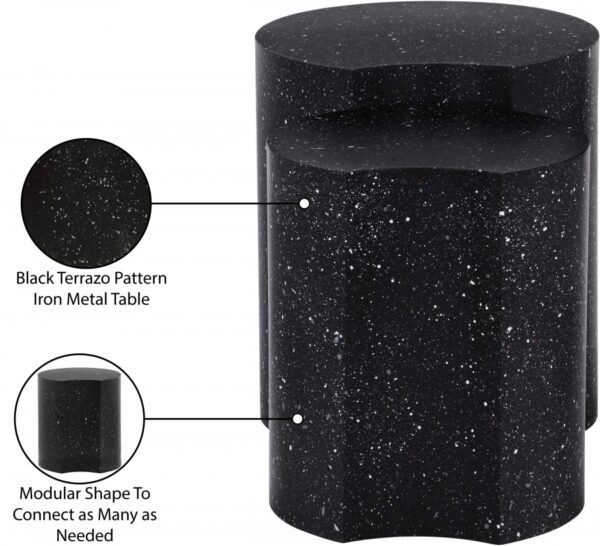 Dimple Terrazzo Pattern Iron Nesting 2pc. Modular End / Side Table