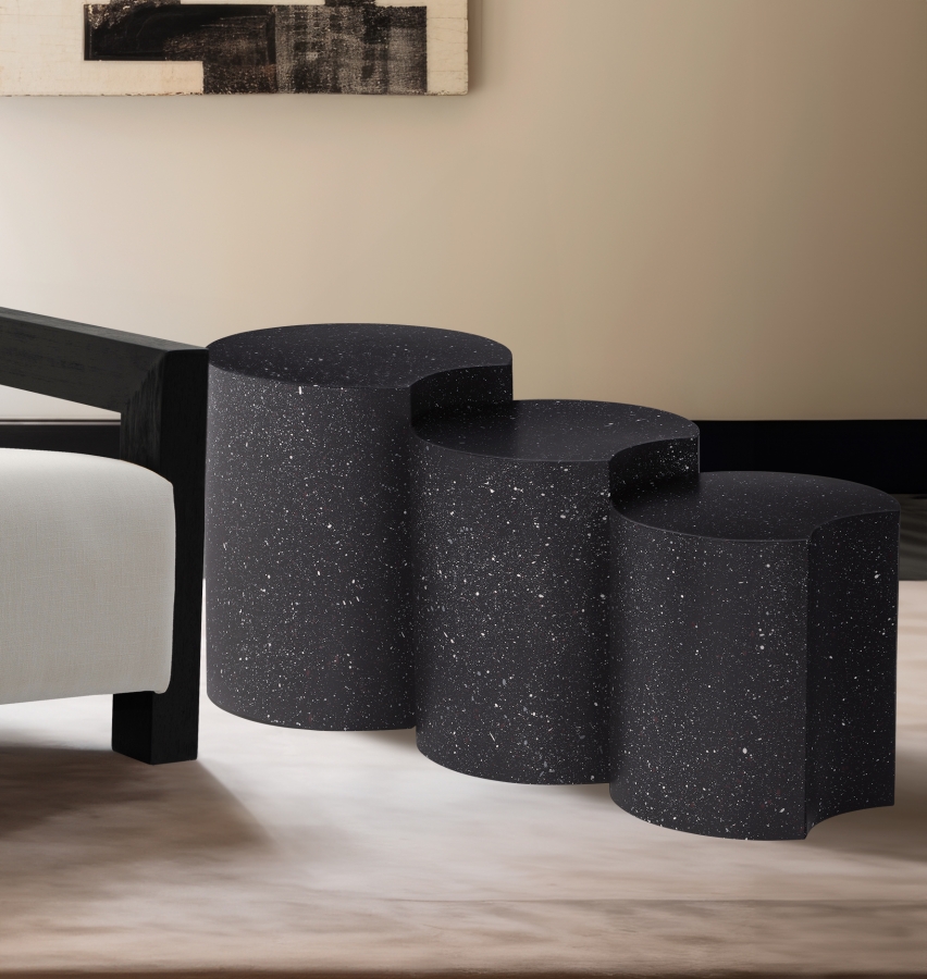 Dimple Terrazzo Pattern Iron Nesting 3pc. Modular End / Side Table