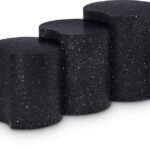 Dimple Terrazzo Pattern Iron Nesting 3pc. Modular End / Side Table