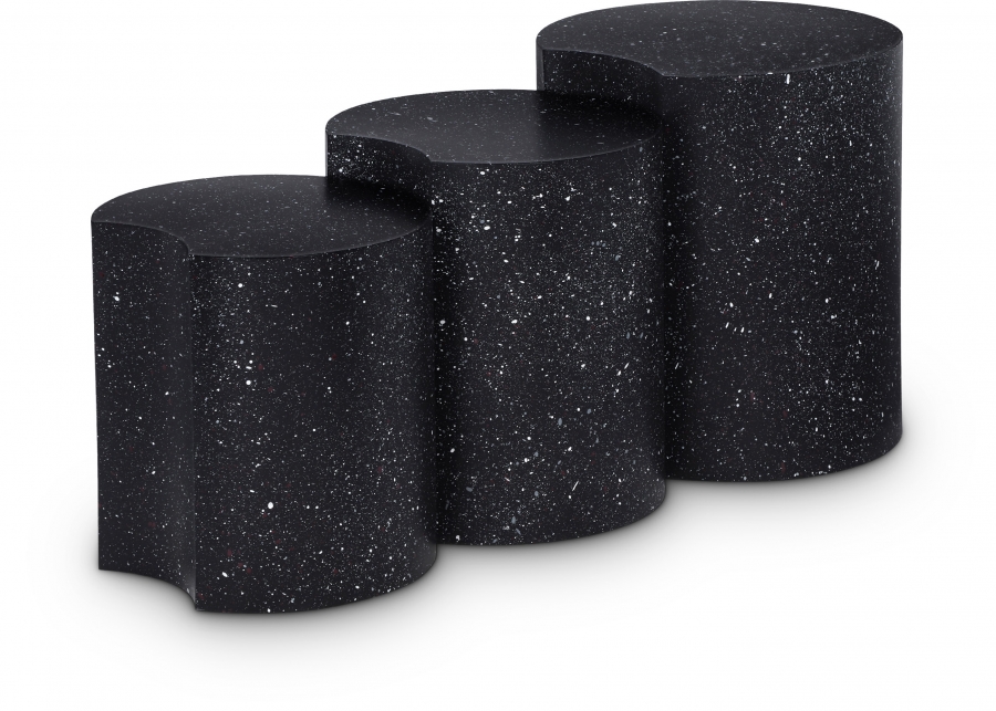 Dimple Terrazzo Pattern Iron Nesting 3pc. Modular End / Side Table