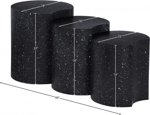 Dimple Terrazzo Pattern Iron Nesting 3pc. Modular End / Side Table