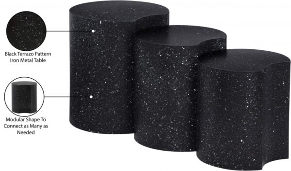 Dimple Terrazzo Pattern Iron Nesting 3pc. Modular End / Side Table