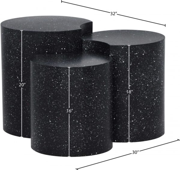 Dimple Terrazzo Pattern Iron Nesting 3pc. Modular End / Side Table