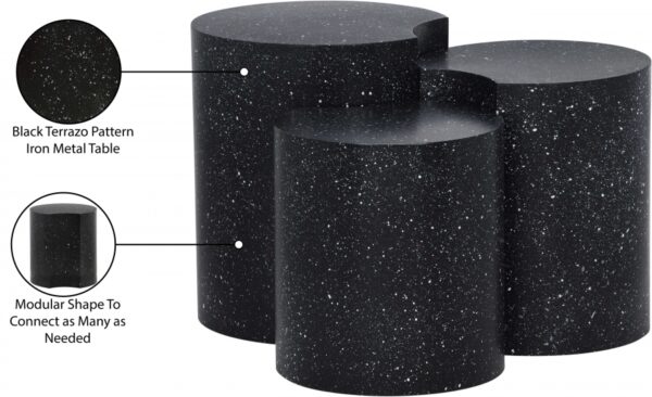 Dimple Terrazzo Pattern Iron Nesting 3pc. Modular End / Side Table