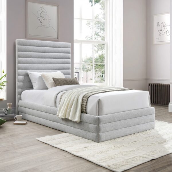 Maxwell Linen Textured Fabric Upholstered Twin Bed