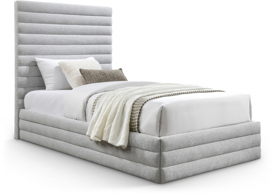 Maxwell Linen Textured Fabric Upholstered Twin Bed