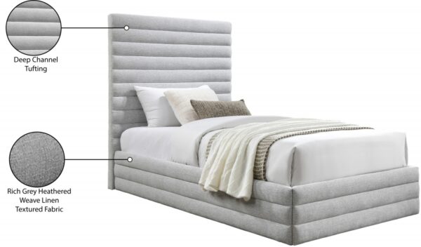 Maxwell Linen Textured Fabric Upholstered Twin Bed
