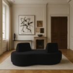 Argyle Chenille Fabric Upholstered Chaise/Loveseat