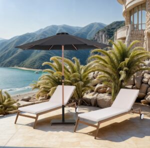 Fiji Water Resistant Fabric And Aluminum Patio Umbrella with Base Set