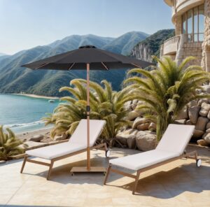 Fiji Water Resistant Fabric And Aluminum Patio Umbrella with Base Set