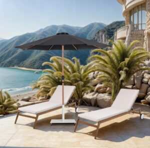 Fiji Water Resistant Fabric And Aluminum Patio Umbrella with Base Set