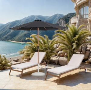 Fiji Water Resistant Fabric And Aluminum Patio Umbrella with Base Set