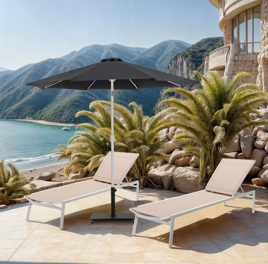 Fiji Water Resistant Fabric And Aluminum Patio Umbrella with Base Set